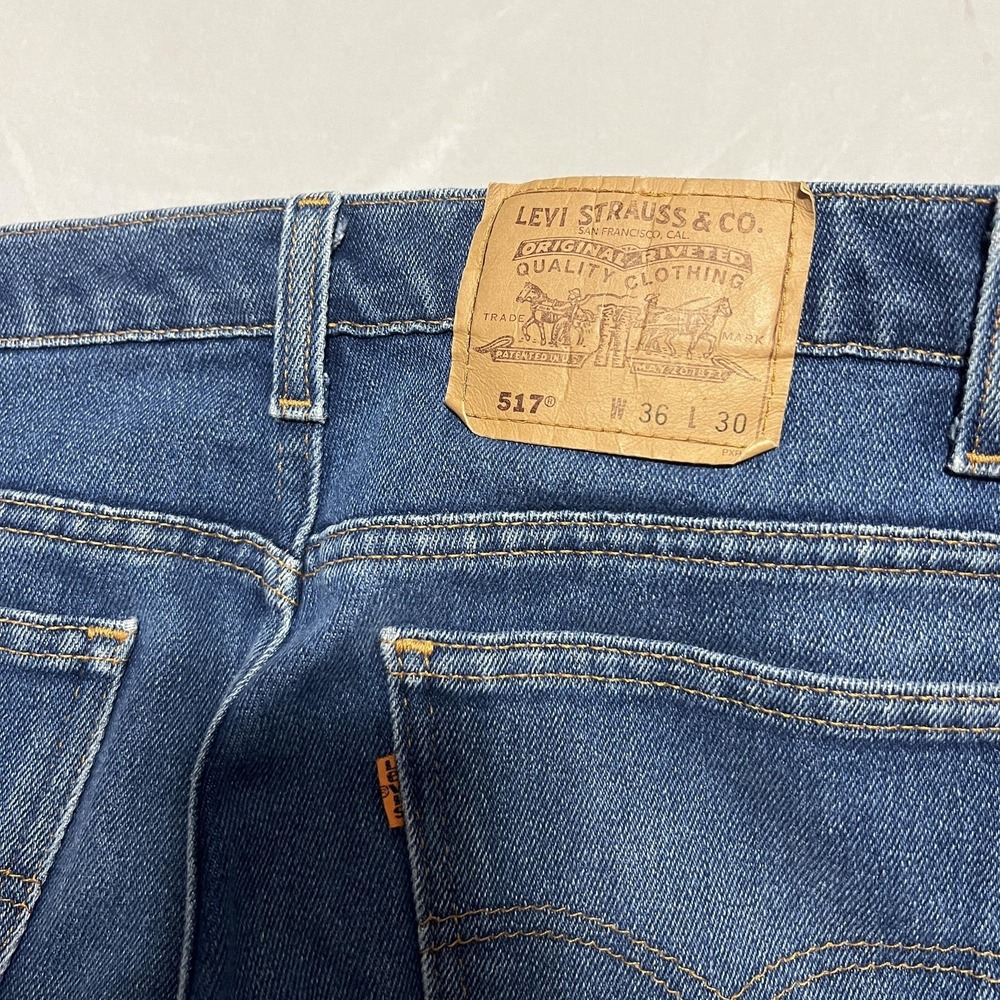 Vintage 517 Levis Jeans Mens 36x30 Blue Medium Wash Straight Leg Denim Made USA - Picture 5 of 7